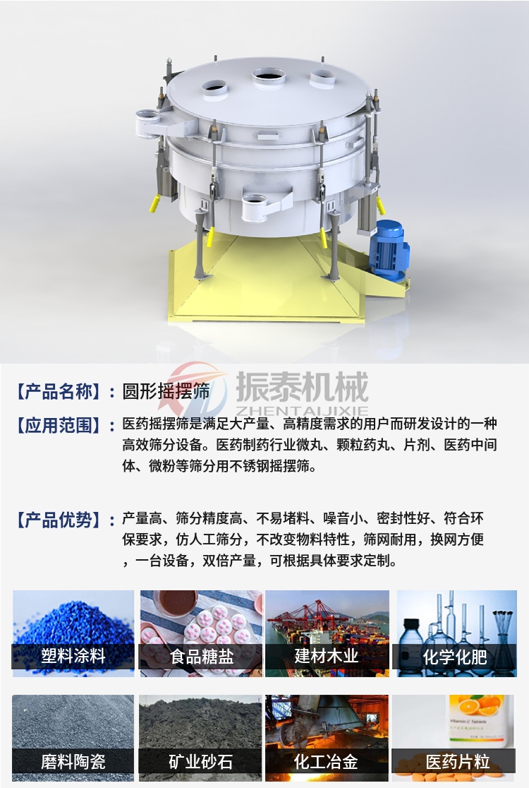 三氯化鋁專用圓形搖擺篩行業(yè)應用